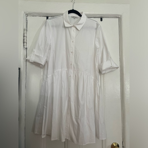 Madewell Button Front Mini Shirt Dress White - Picture 2 of 8